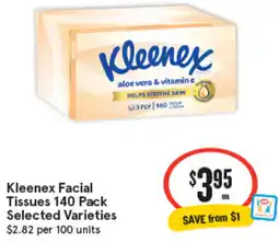 IGA Kleenex Facial Tissues Selected Varieties offer