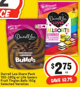 IGA Darrell Lea Share Pack or Life Savers Fruit Tingles Balls Selected Varieties offer