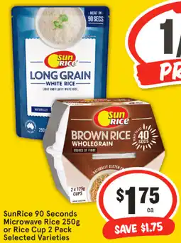 IGA SunRice 90 Seconds Microwave Rice or Rice Cup 2 Pack Selected Varieties offer