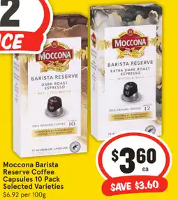 IGA Moccona Barista Reserve Coffee Capsules Selected Varieties offer