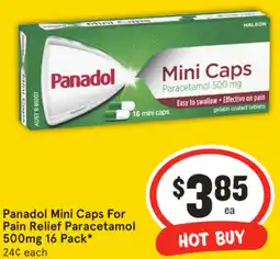IGA Panadol Mini Caps For Pain Relief Paracetamol offer