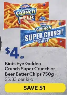 Ritchies Birds Eye Golden Crunch Super Crunch or Beer Batter Chips offer