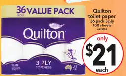 Cheap as Chips Quilton toilet paper 36 pack 3 ply 180 sheets offer