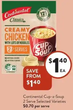 Foodworks Continental Cup-a-Soup 2 Serve Selected Varieties offer