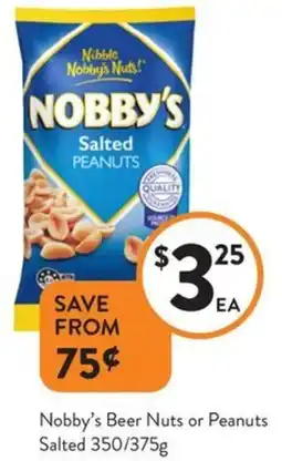 Foodworks Nobby's Beer Nuts or Peanuts Salted offer