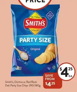Foodworks Smith's, Doritos or Red Rock Deli Party Size Chips offer