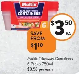 Foodworks Multix Takeaway Containers offer