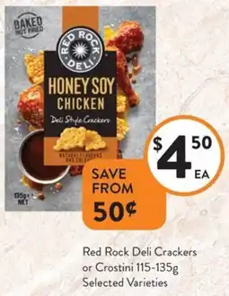 Foodworks Red Rock Deli Crackers or Crostini Selected Varieties offer