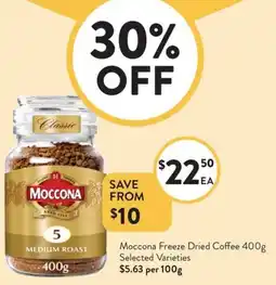 Foodworks Moccona Freeze Dried Coffee Selected Varieties offer