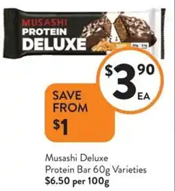 Foodworks Musashi Deluxe Protein Bar Varieties offer