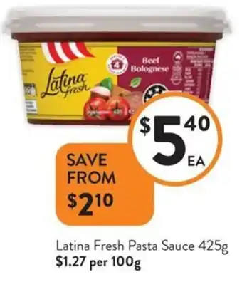 Foodworks Latina Fresh Pasta Sauce offer