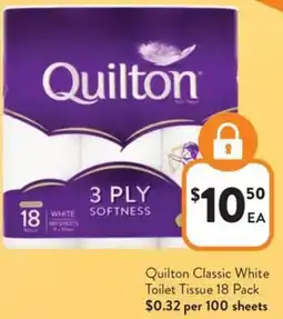 Foodworks Quilton Classic White Toilet Tissue offer