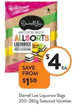 Foodworks Darrell Lea Liquorice Bags Selected Varieties offer