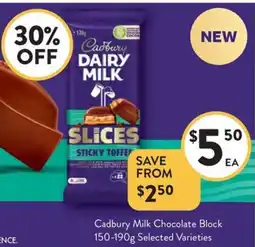 Foodworks Cadbury Milk Chocolate Block Selected Varieties offer
