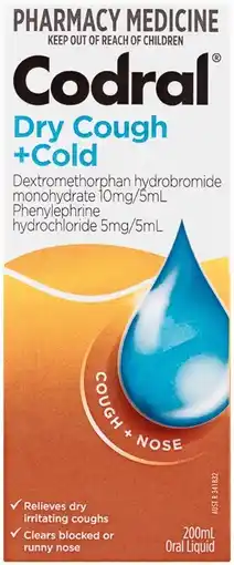 Pharmacist Advice Codral Dry Cough +Cold 200mL offer