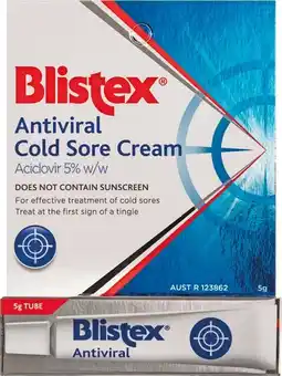 Pharmacist Advice Blistex Antiviral Cold Sore Cream 5g offer
