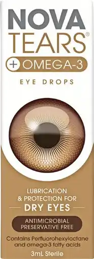 Pharmacy Best Buys NovaTears +Omega-3 Eye Drops 3mL offer