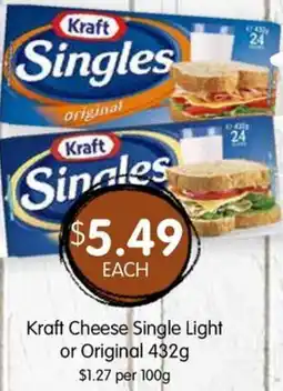 Spudshed Kraft cheese single light or original offer