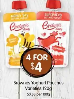 Spudshed Brownes yoghurt pouches varieties offer