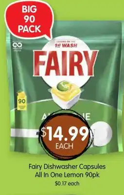 Spudshed Fairy dishwasher capsules all in one lemon offer
