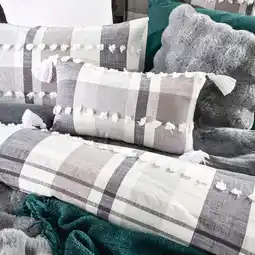 Pillow Talk Omari Check Bedroom Cushion by Habitat offer
