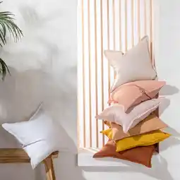 Pillow Talk Sahara Linen Feather Plain Cushion by M.U.S.E offer