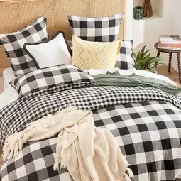 Pillow Talk Della Black Check Quilt Cover Set by Habitat offer