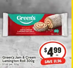 IGA Green's jam & cream lamington roll offer