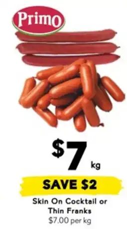 Drakes Skin on cocktail or thin franks offer