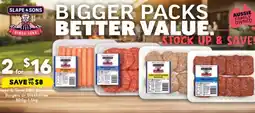 Drakes Slape & sons bbq sausages, burgers or steakettes offer