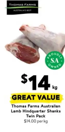Drakes Thomas farms australian lamb hindquarter shanks offer
