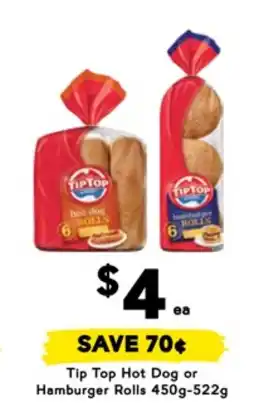 Drakes Tip top hot dog or hamburger rolls offer