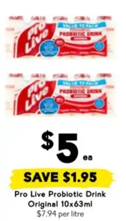 Drakes Pro live probiotic drink original offer