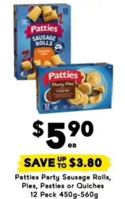 Drakes Patties Party Sausage Rolls, Pies, Pasties or Quiches offer