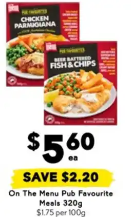 Drakes On the menu pub favourite meals offer