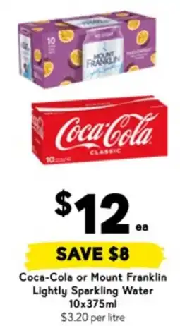 Drakes Coca-cola or mount franklin lightly sparkling water offer