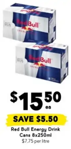 Drakes Red bull energy drink cans offer