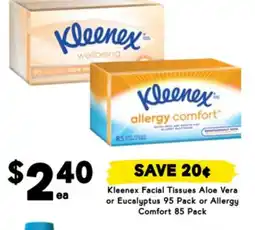 Drakes Kleenex facial tissues aloe vera or eucalyptusor allergy offer