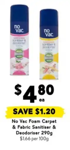 Drakes No vac foam carpet & fabric sanitiser & deodoriser offer