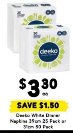 Drakes Deeko white dinner napkins offer