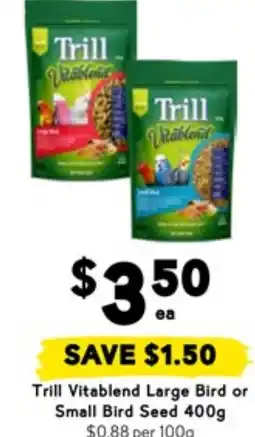 Drakes Trill vitablend large bird or small bird seed offer