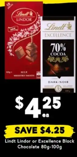 Lindt lindor or excellence block chocolate