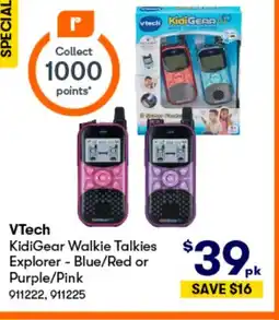 BIG W Vtech kidigear walkie talkies explorer - blue/red or purple/pink offer