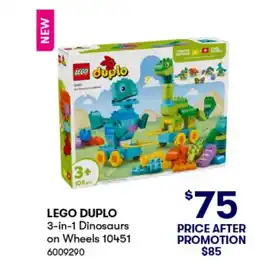 BIG W Lego duplo 3-in-1 dinosaurs on wheels offer
