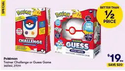 BIG W Pokémon trainer challenge or guess game offer