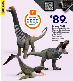 BIG W Jurassic world rebirth super colossal t-rex or rebirth super colossal mosasaurus or rebirth xl titanosaurus offer