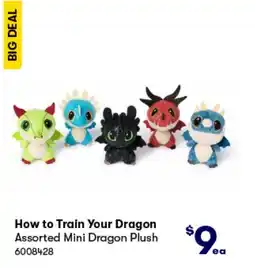 BIG W How to train your dragon assorted mini dragon plush offer