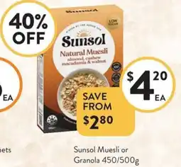 Sunsol Muesli or Granola