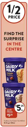 Foodworks Cadbury Ice Cream Tub offer