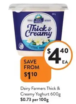 Foodworks Dairy Farmers Thick & Creamy Yoghurt offer